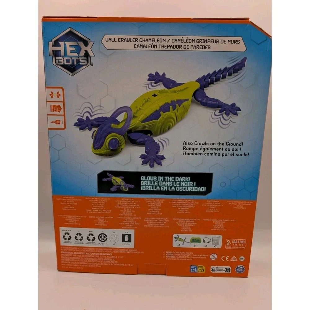 Hex Bots Remote Control Wall Crawler/Climber Glows In The Dark Chameleon NIB